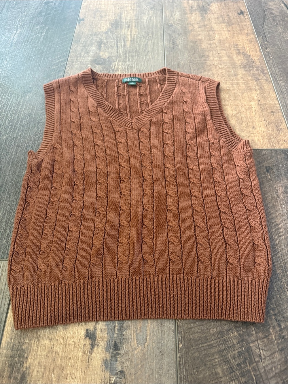 wild fable Women's Cable Knit V-Neck Sweater Vest - Rust Brown